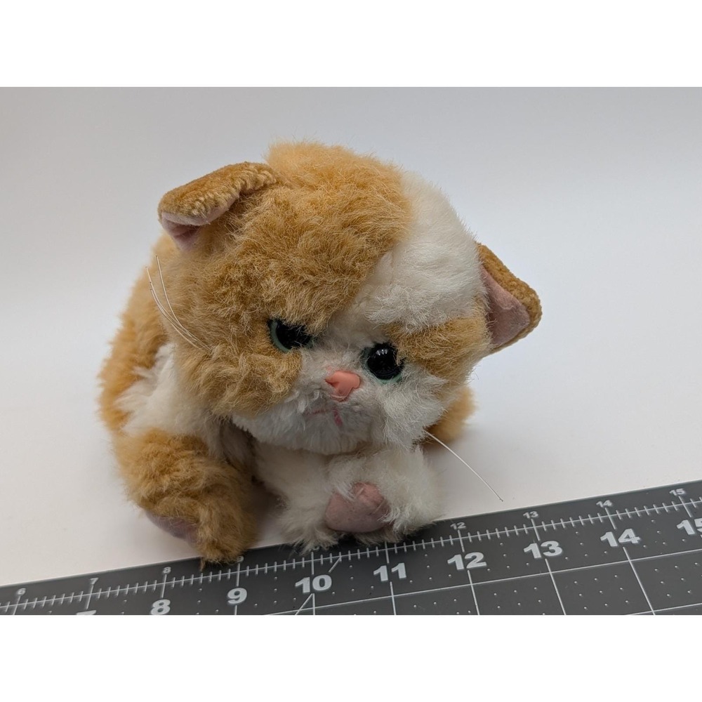 Tyco Kitty Kitty Kittens Plush Tan Purple Collar‎ Purrs Stuffed Animal Toy
